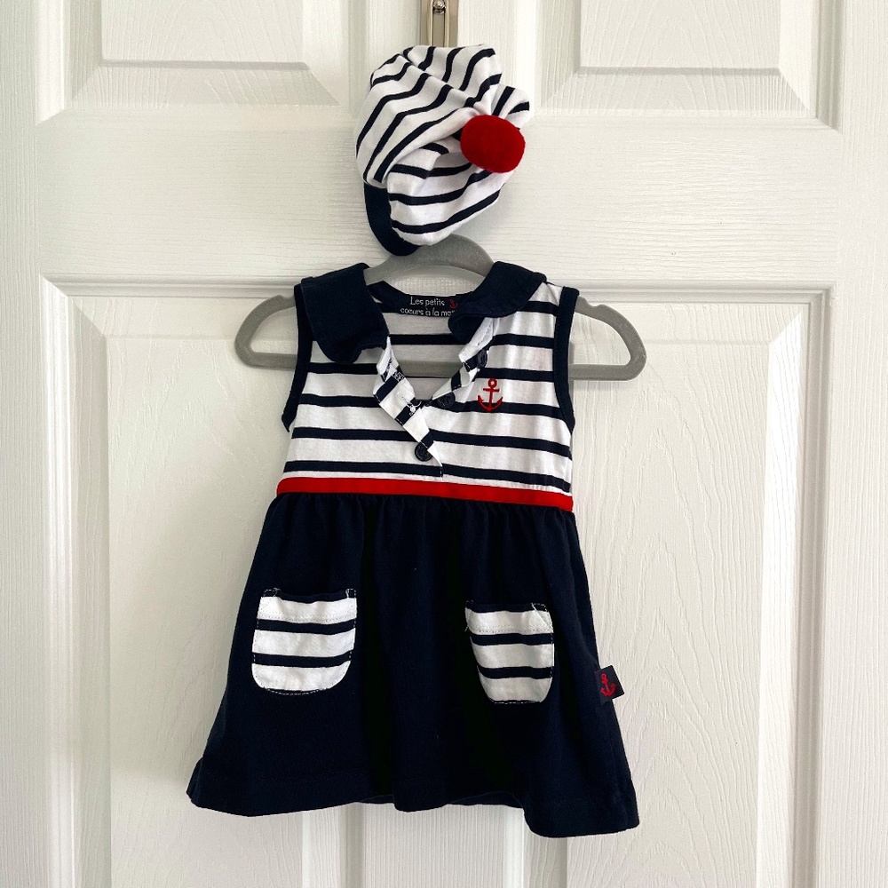 3 month nautical dress with hat